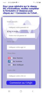 Formulaire de connexion EntreNous IRC